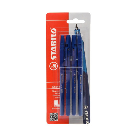Ручка шариковая Stabilo Liner 808, 4 шт., синие